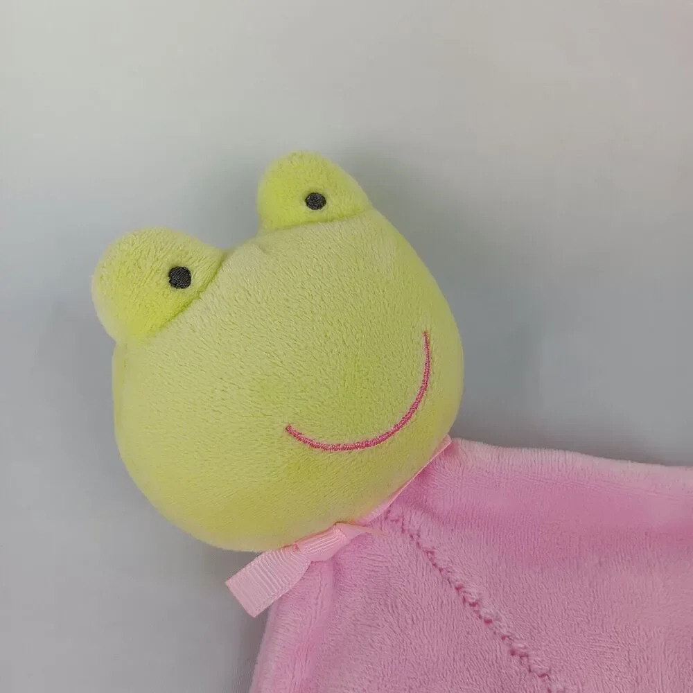 Carters Precious Firsts Baby Security Blanket Pink Green Frog Lovey Plush Toy